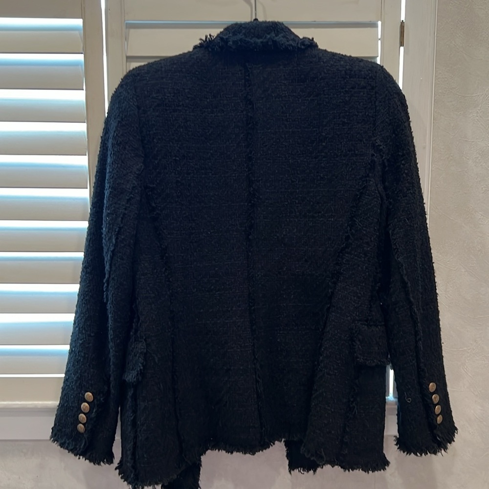 💛 Zara Black Tweed Frayed Blazer S 💛 - Picture 11 of 11